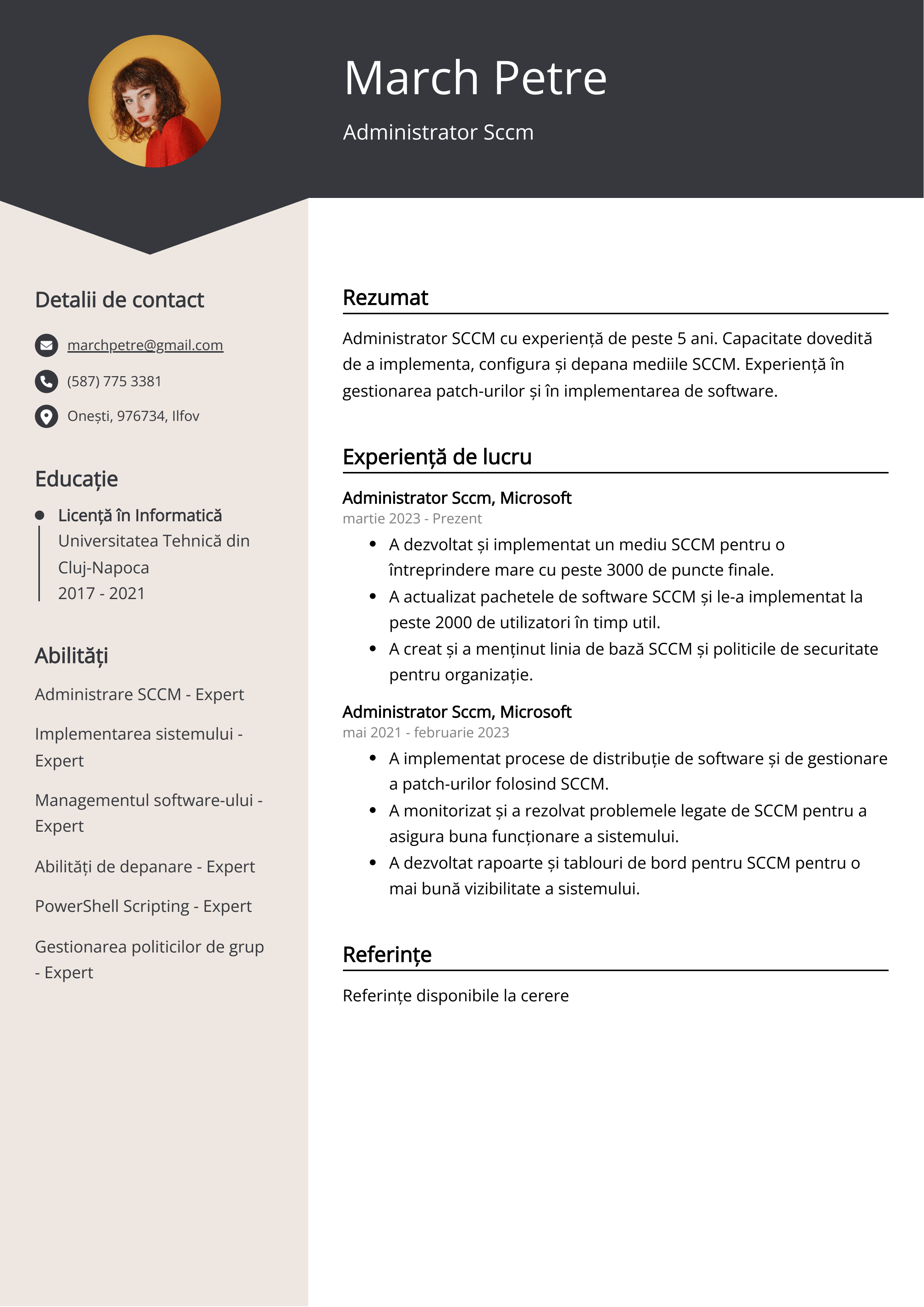 Administrator Sccm Exemplu de CV