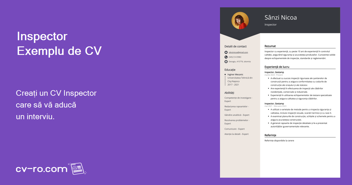 Ex Inspector Cv Inspector CV: Exemplu și ghid (Nivel de intrare și locuri de muncă ...