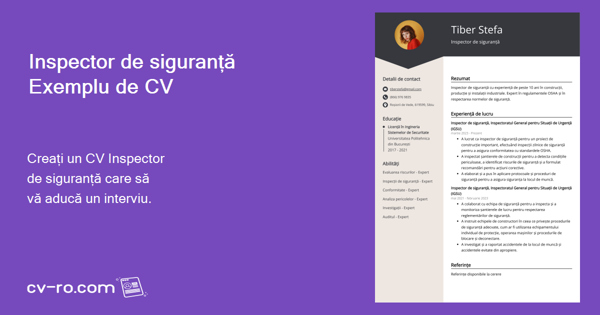 Inspector de siguranță Exemple de CV-uri (Model & 20+ Sfaturi)