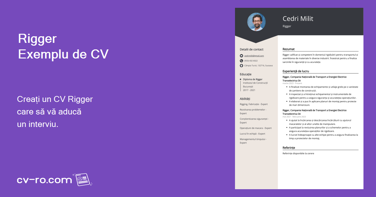 Rigger Exemple de CV-uri (Model & 20+ Sfaturi)